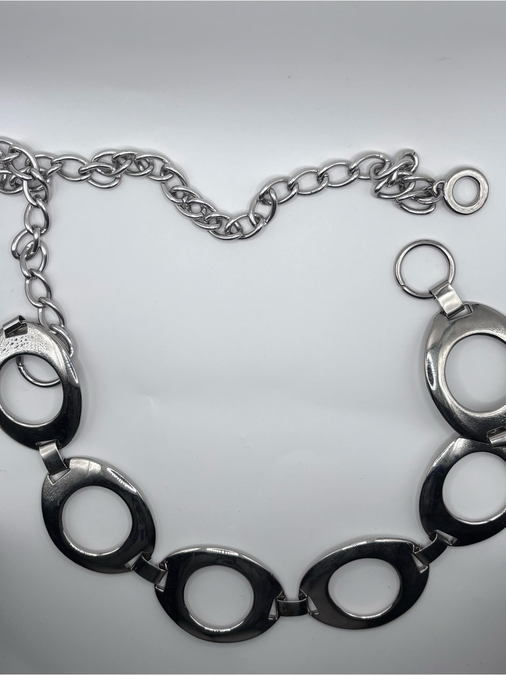 Silver Link Oval Statement PurseChain/Necklace/Belt